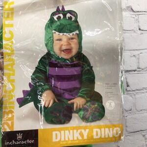 Dinky Dino Dinosaur Infant Costume Size 0-6 Mos Incharacter Green Jumpsuit